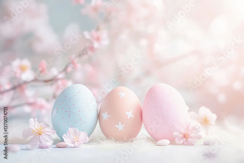 Pink cherry blossom theme with Easter eggs.