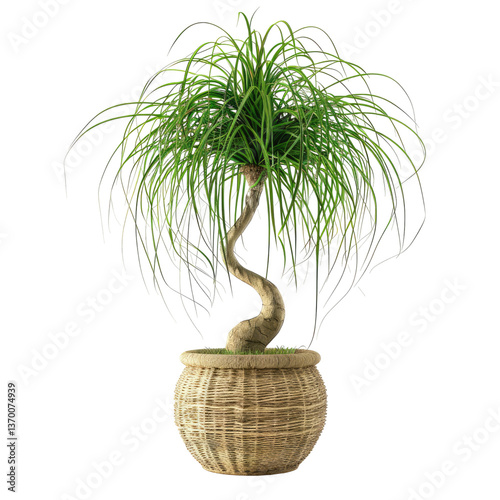 Houseplant ponytail palm no background