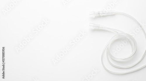 Clear Tubing with Connectors on Minimalist White Background