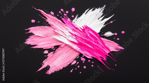 Dynamic Pink and White Paint Streaks on Black Canvas Highlight Abstract Art Trends