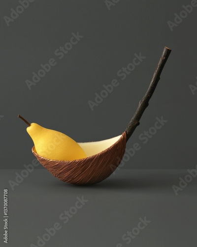 Minimalist Pear Art: Modern Design with Natural Elements and Dark Aesthetic