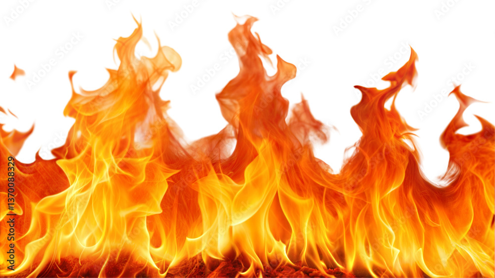 Fire flames isolated on transparent background. Fire png