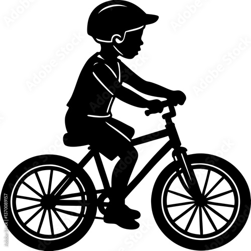 Child Riding Bicycle silhouette vector illustration
