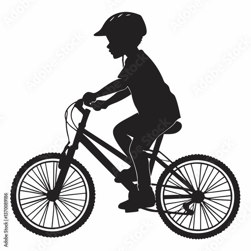 Child Riding Bicycle silhouette vector illustration