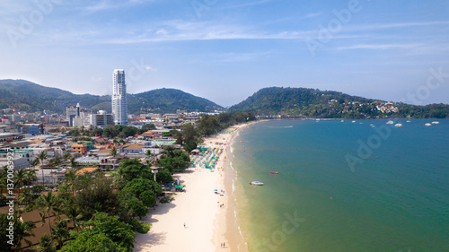 Fototapeta Naklejka Na Ścianę i Meble -  Aerial view of Patong Beach Phuket Thailand