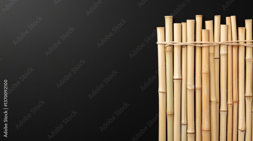Natural Bamboo Sticks Against Dark Background for Home Decor Projects Natural Bamboo Sticks Against Dark Background for Home Decor Projects