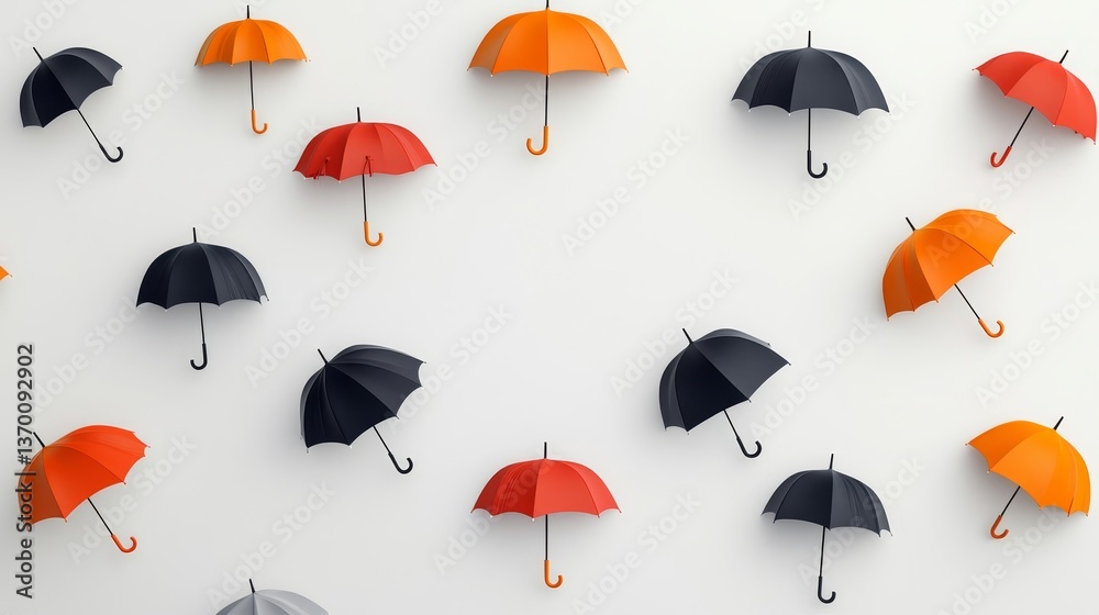 Obraz premium Colorful Umbrellas on a Light Background for Creative Designs