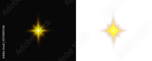 Shimmering Light Effect Golden star glow with intense luminescence for visual enhancement
