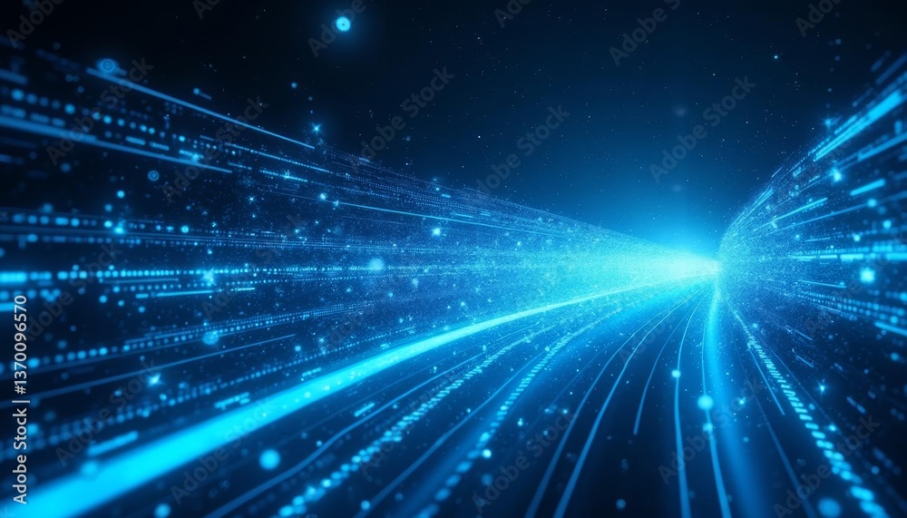 Fototapeta premium Blue Light Speed Data Channel