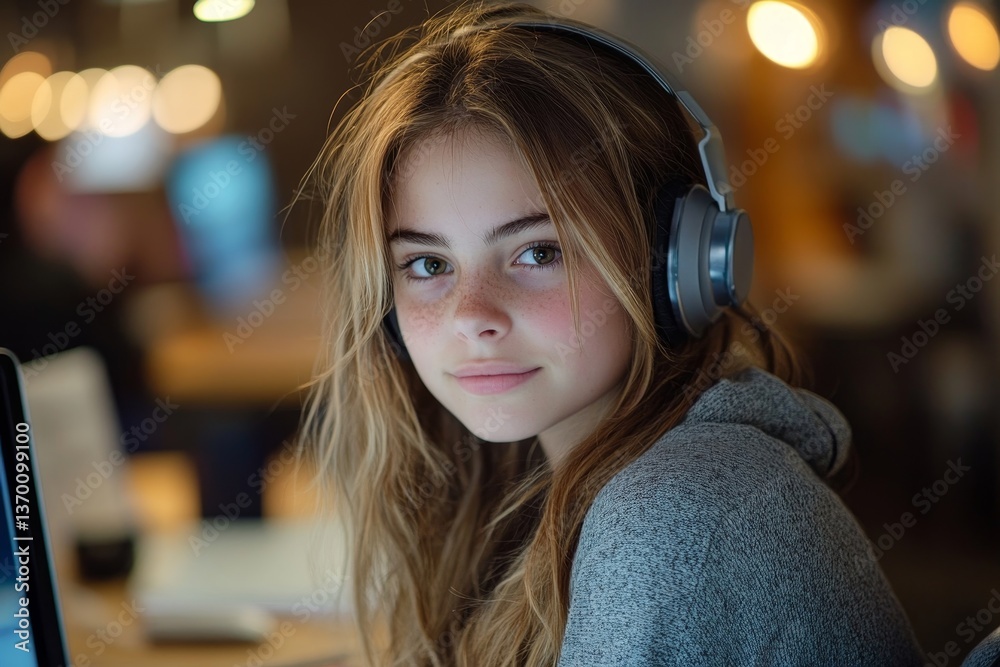 Young beautiful girl working on a computer Young beautiful girl working on a computer