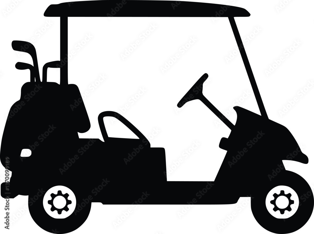Fototapeta premium Silhouette golf cart designed for transporting clubs and gear on a golf course