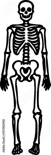 Human Skeleton Illustration in Striking Black
