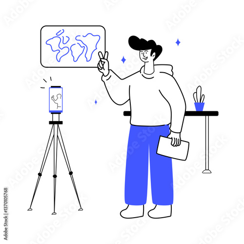 Person Presenting World Map Concept