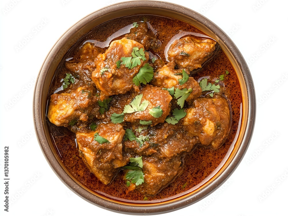Serving of Delicious Chicken Curry Topped with Cilantro Ready to Eat Serving of Delicious Chicken Curry Topped with Cilantro Ready to Eat
