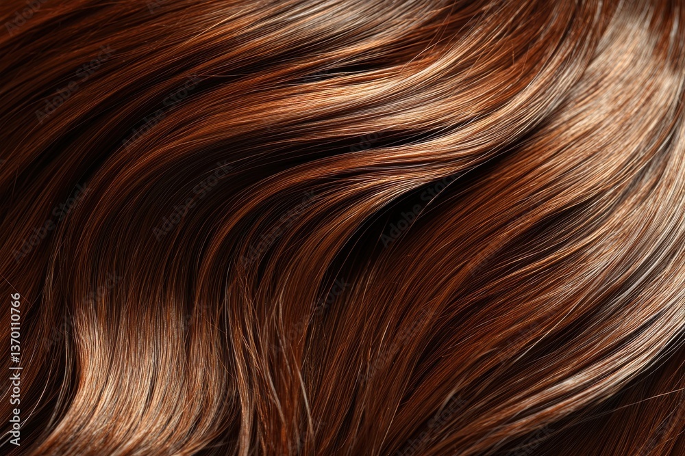 A close-up of luxurious, long, and wavy auburn hair, showcasing rich tones and healthy shine, with a soft, natural texture, highlighted by subtle light reflections A close-up of luxurious, long, and wavy auburn hair, showcasing rich tones and healthy shine, with a soft, natural texture, highlighted by subtle light reflections
