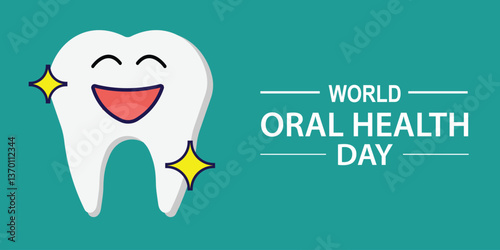 World oral health day. World oral health day is celebrated on march 20. Happy smiling tooth. Vector illustration. 