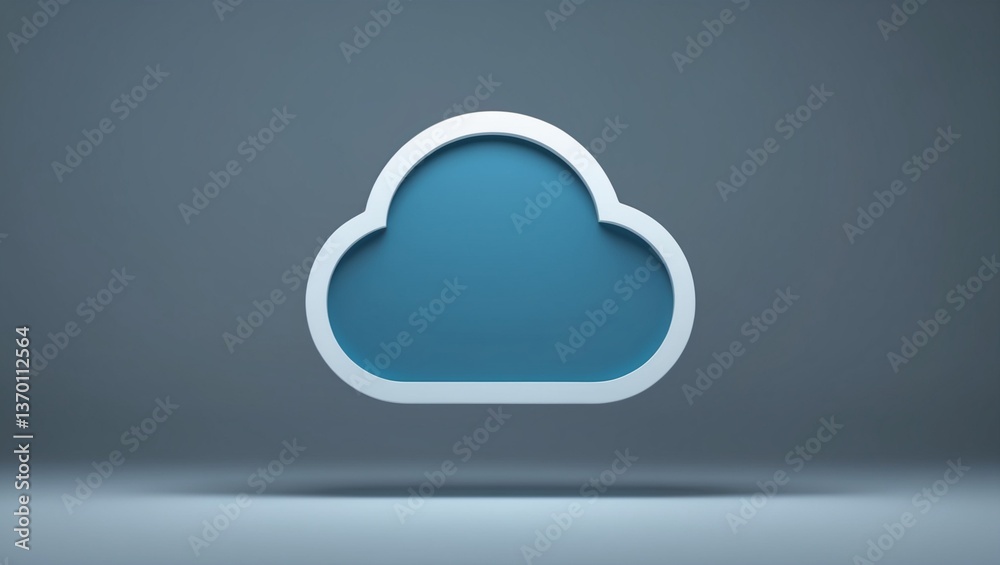 Cloud computing icon on a blue background symbolizing technology, network, and data communication Cloud computing icon on a blue background symbolizing technology, network, and data communication