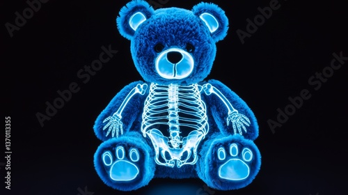 X-Ray of a Blue Teddy Bear: Exploring Inner Structure with a Playful Twist
