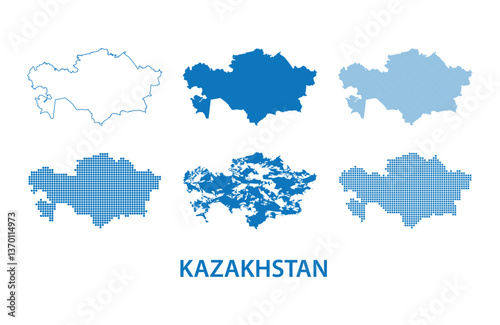 Obraz na płótnie map of Republic of Kazakhstan - vector set of silhouettes in different patterns w salonie