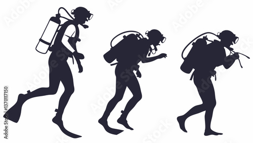 Underwater Adventure Scuba Diver Silhouette Trio Set