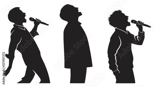 Harmonious Trio: Musical Singer Silhouettes Set