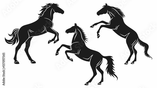 Elegant Trio of Horse Silhouettes for Design Projects