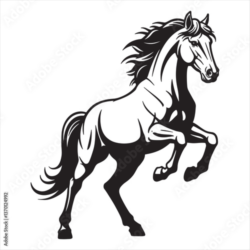 Horse jumping Silhouette Vector with white background
