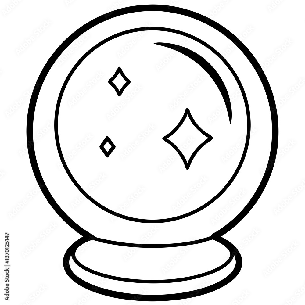 Fototapeta premium Crystal ball with a mysterious glow line art vector illustration