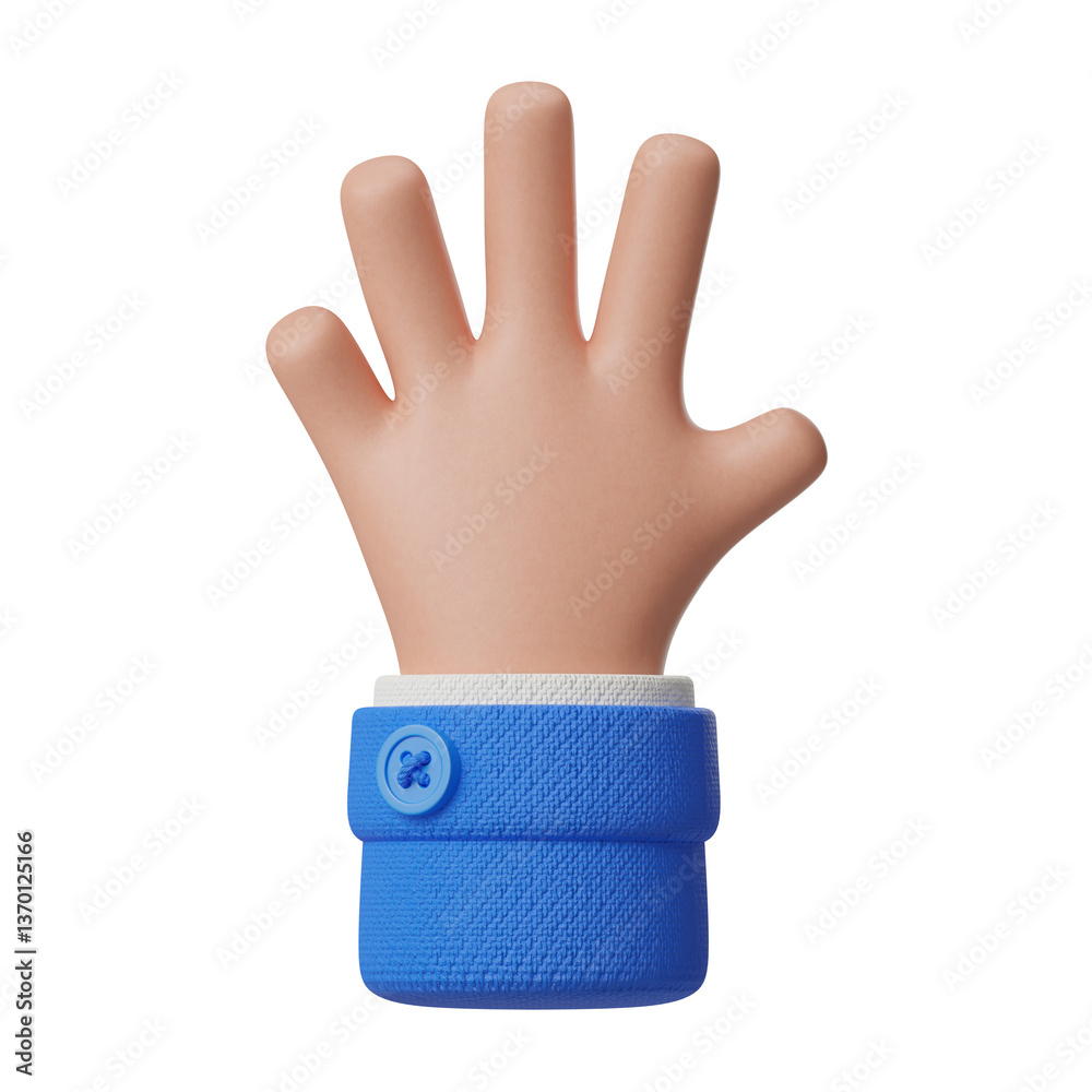 Obraz premium Open Palm Hand Gesture 3D Icon