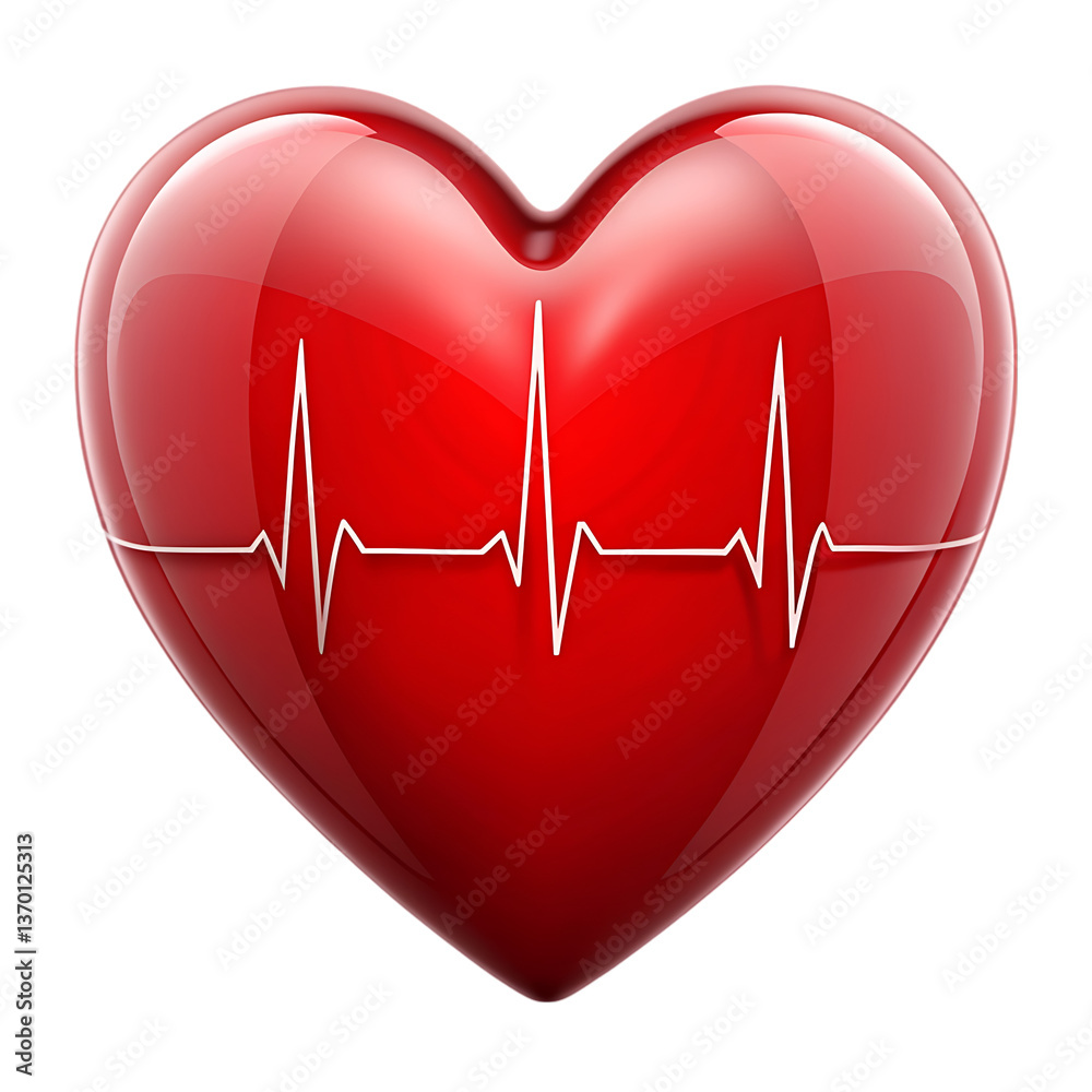 Heart Health: ECG, Red Heart Image Heart Health: ECG, Red Heart Image