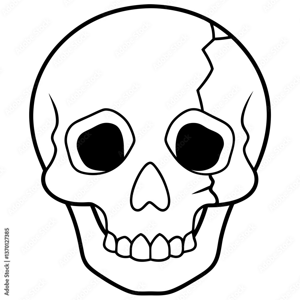 Hollow eyed skull with cracks line art vector illustration Hollow eyed skull with cracks line art vector illustration