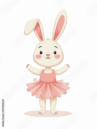 rabbit in a tutu cartoon coloring book page for toddlers