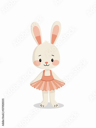 rabbit in a tutu cartoon coloring book page for toddlers