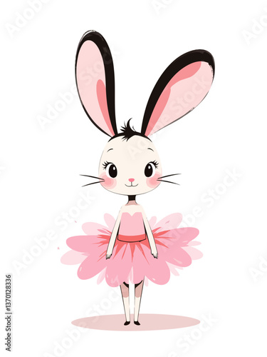 rabbit in a tutu cartoon coloring book page for toddlers