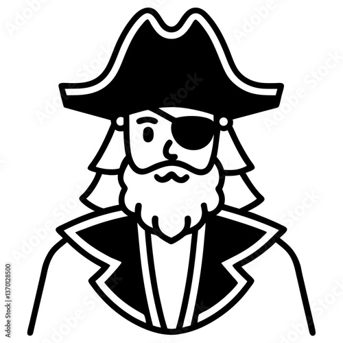 Pirate costume with an eyepatch and sword line art vector illustration 