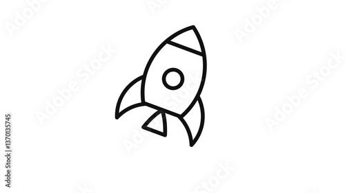 Rocket Video Animation Version Lineart Icon rocket startup for Branding, Ads, Social Media, Website etc