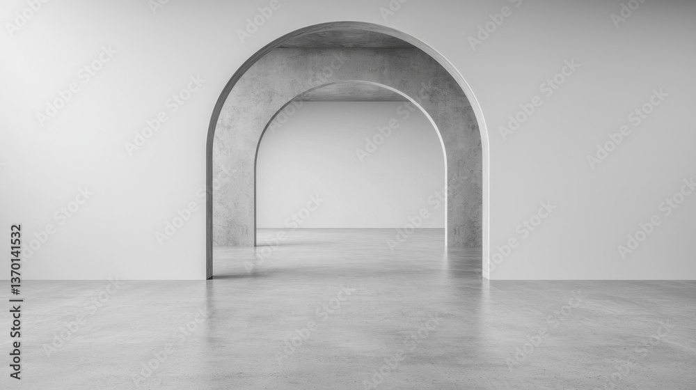 Minimalist Archway Design in Modern Empty Space Interior