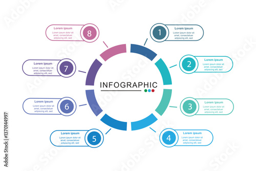 Basic infographic template with 8 steps, process or options, process chart, Used for process diagram, presentations, Vector illustration.