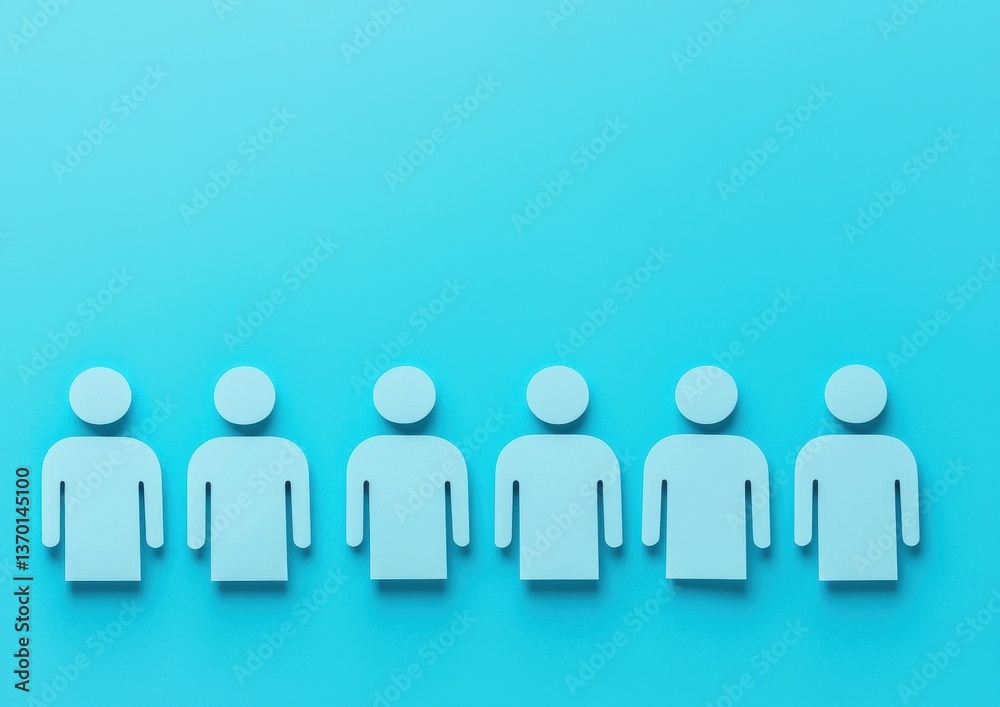 Abstract Representation of Diverse Human Figures on Blue Background Abstract Representation of Diverse Human Figures on Blue Background