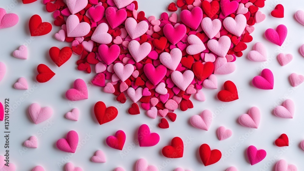 Red rose petals with a heart-shaped background, romantic and sweet, symbolizing love and celebration