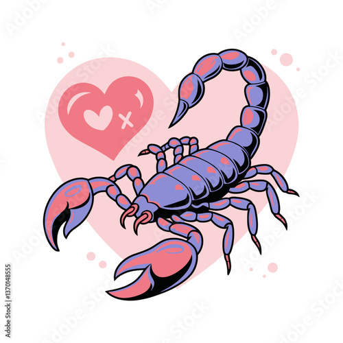 Romantic Scorpion with Heart Illustration