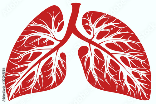 Abstract Red Lung Vector Art with Flowing White Veins