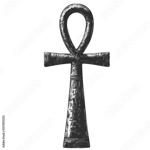 Black and white minimalist Ankh symbol – perfect for tattoos, logos, and vector designs. Isolated on a white background.

