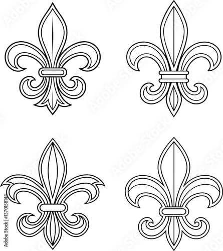 Four Elegant Fleur-de-lis Designs for Decorative Use