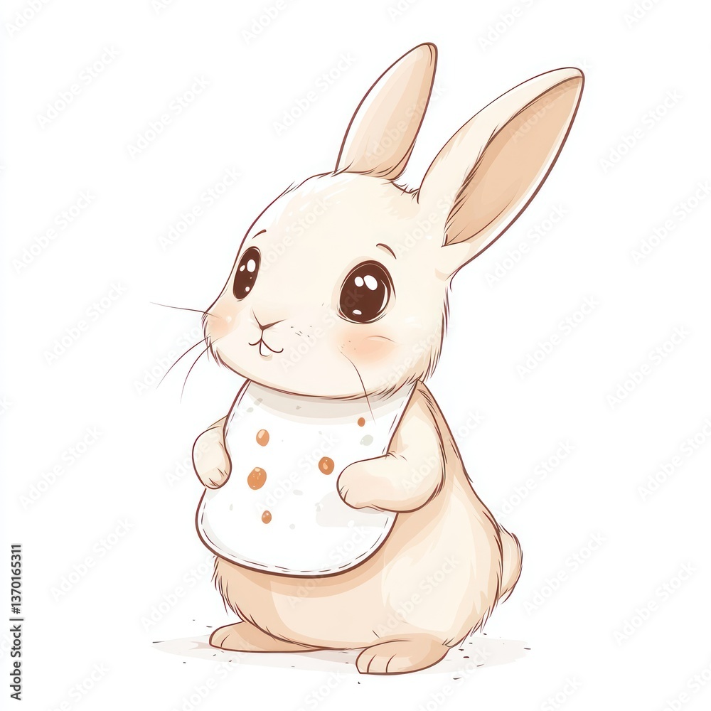 Fototapeta premium Cute little bunny wearing bib