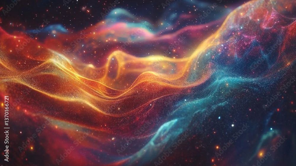 Abstract Cosmic Nebula with Vibrant Colors and Glowing Particles Abstract Cosmic Nebula with Vibrant Colors and Glowing Particles