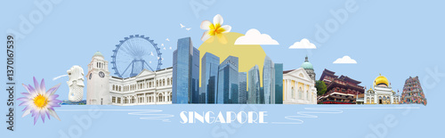 Photography Contemporary art collage or creative design from Singapore travel images