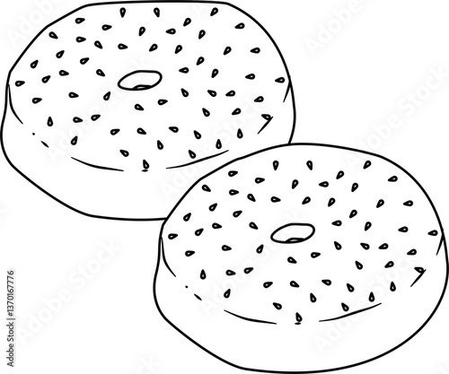 Bagel bread outline vector
