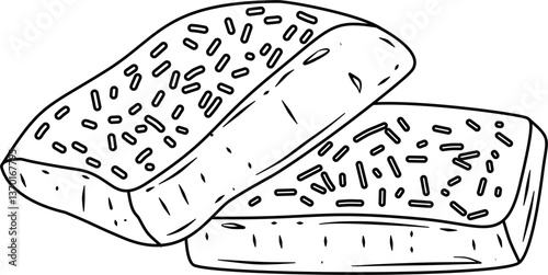Focaccia bread outline vector