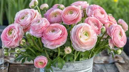A beautiful arrangement of pink ranunculus flowers in a vase